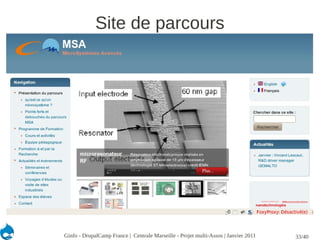 Site de parcours




Ginfo - DrupalCamp France | Centrale Marseille - Projet multi-Assos | Janvier 2011   33/40
 