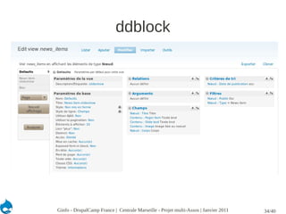 ddblock




Ginfo - DrupalCamp France | Centrale Marseille - Projet multi-Assos | Janvier 2011   34/40
 