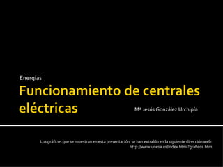 Energías Los gráficos que se muestran en esta presentación  se han extraído en la siguiente dirección web: http://www.unesa.es/index.html?graficos.htm Mª Jesús González Urchipía 