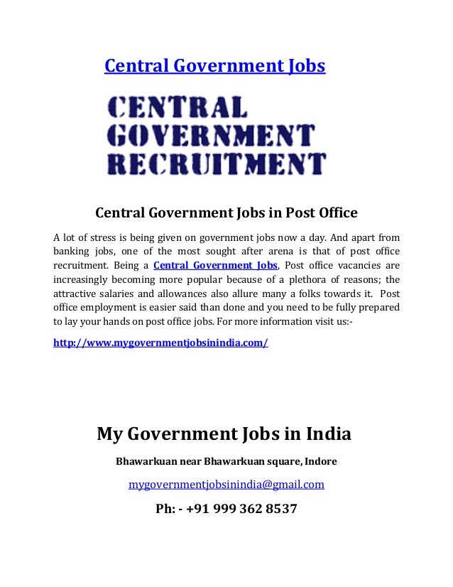 Central Government Jobs in Post Office