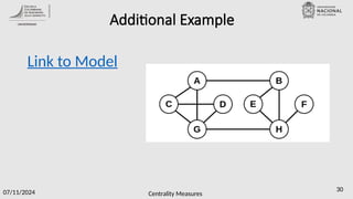 Centrality Measures
07/11/2024 30
Additional Example
Link to Model
 