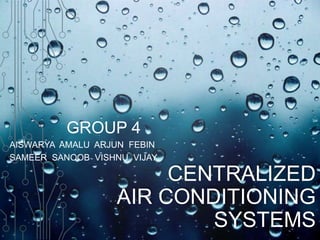 GROUP 4
AISWARYA AMALU ARJUN FEBIN
SAMEER SANOOB VISHNU VIJAY

CENTRALIZED
AIR CONDITIONING
SYSTEMS

 