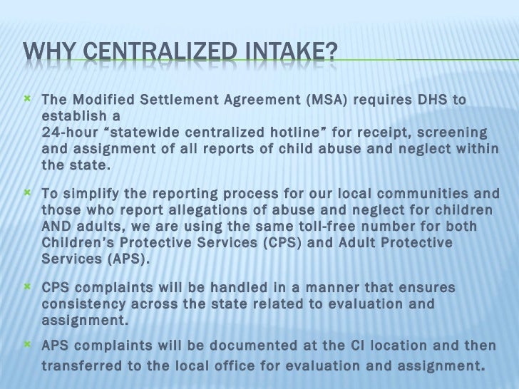 State of Michigan Centralized Intake for Abuse & Neglect
