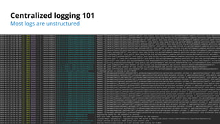6
Centralized logging 101
•
Most logs are unstructured
 