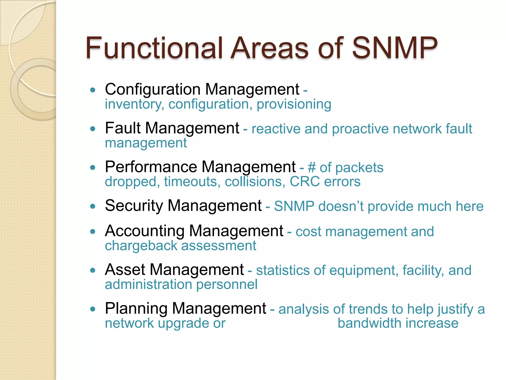 Fault ManagementObject Identity OIDs are arranged in a structure of management information (SMI) tree defined by the SNMP standard. The tree starts from a root node, which then descends through branches and leaves that each add their own reference value to the path separated by a period.. Figure 1 shows an OID structure in which the path to the enterprises OID branch passes through the org, dod, internet, and private branches first