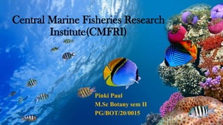 Central Marine Fisheries Research
Institute(CMFRI)
Pinki Paul
M.Sc Botany sem II
PG/BOT/20/0015
 