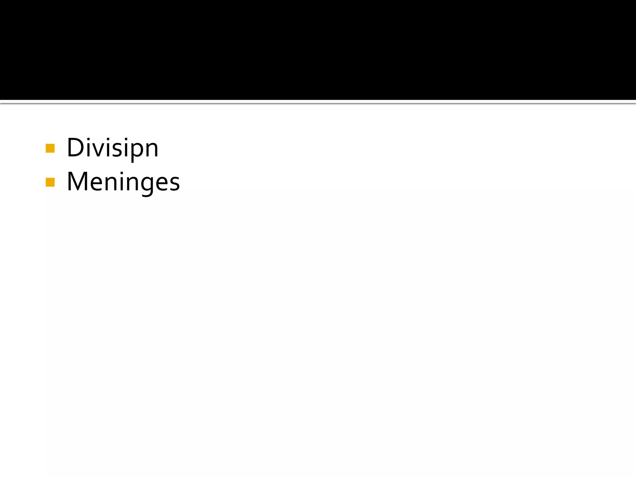  Divisipn
 Meninges
 