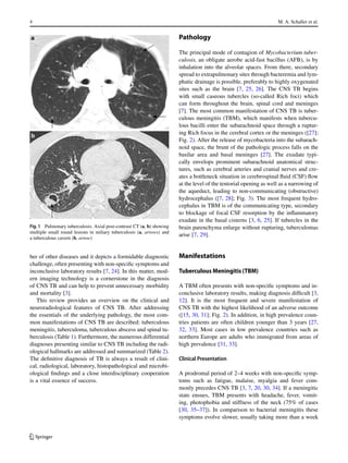 4 M. A. Schaller et al.
Fig. 1 Pulmonary tuberculosis. Axial post-contrast CT (a, b) showing
multiple small round lesions ...