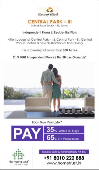 Central Park 3 Sector 33 Sohna 2 | 3 BHK Independent Luxury Floors | Rs. 50 Lac Onwards*