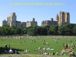 In summer, people enjoy playing, resting, reading, etc
 