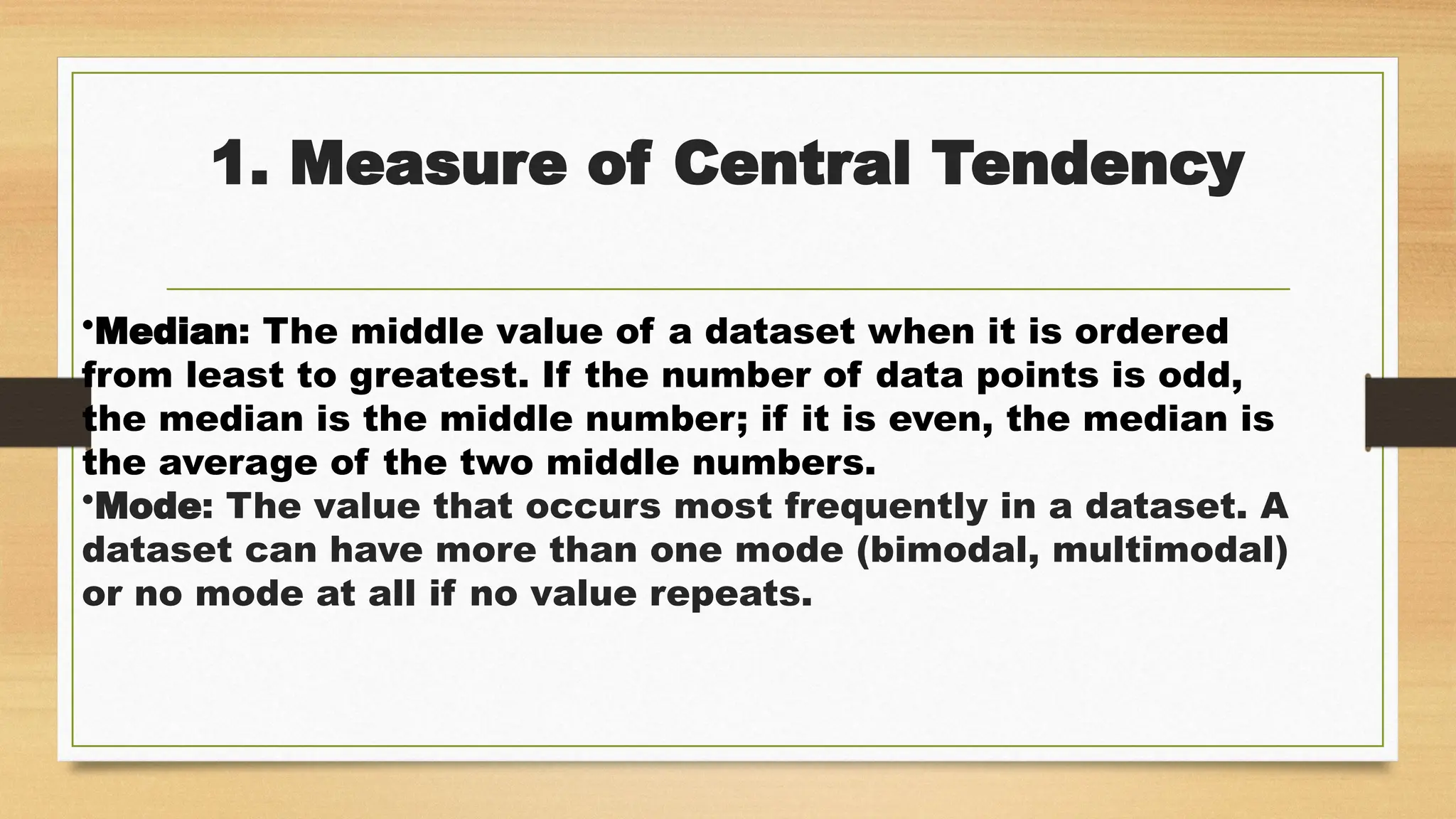 Central tendancy types of measures types of t test ppt
