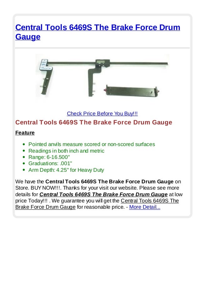 Central tools 6469 s the brake force drum gauge