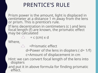 Prentice Rule Formula Examples Optical Prisms: Centration & Decentration.pptx