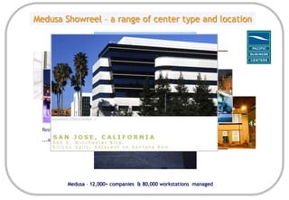 Medusa Showreel – a range of center type and locationMedusa – 12,000+ companies  & 80,000 workstations  managed 