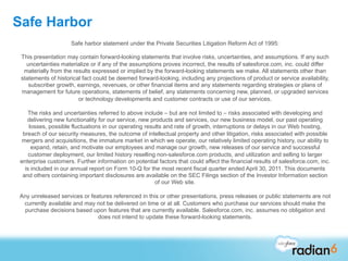 Safe Harbor
                     Safe harbor statement under the Private Securities Litigation Reform Act of 1995:

 This ...