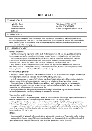  
                                            BEN ROGERS!
        
!"#$%&'()*"+',($)
           
     -)./0123/)42563)        )       )       )        )       )       +32378593:);<=>>)?@A>-;)
     ,BC82D9EF5B5GE8)        )       )       )        )       )       H5FD23:);-I-J)??IJ?I)
           
     &5BC8KL7C5968DB3)       )       )       )        )       )       "LKD2:)F39B5E3B6==MN60K2DO05OG1)
     &&=)@P")
           
!"#$%&'()!#%Q,(")
        
  RDE82/)SBDT39)UDC8)K)7K66D59)V5B)0B3KNT3)'ST3BN6D9E)FGD2C)G759)K)V5G9SKN59)5V)SDT3B63)LK9KE3BDK2)K9S)
          
  39CB37B393GBDK2)FG6D9366)3W73BD3903O))RK6)K9)K0GC3)LD9S)V5B)6CBKC3ED0)SDKE59K2)C8D91D9E)K9S)3KE3B)C5)U5B1)
          
  UDC8D9)S/9KLD0)C3KL6)C5)7B5TDS3)8DE8)23T32),9C3EBKC3S)HKB13N9E)05LLG9D0KN596)C5)K)TKBD3S)BK9E3)5V)
  FG6D936636)V5B)C83)'ST3BN6D9E)KE390/O) )        )        )      )
            
$X,(($)'&*)'4R,"Y"H"&+$)
            
  ZG6D9366)'UKB39366)
     )      
    •!$DE9D[0K9C)LK9KE3BDK2)3W73BD3903)UDC8D9)45S3)#3S)"9C3BCKD9L39C)(+*)K9S)P35BED0K)!(4)059CB522D9E)
   FG6D9366)573BKN596)5V)FBK9S3S)2KC3)9DE8C)23D6GB3)T39G36O)Y3B63S)D9)L3SDK)72K99D9E)K9S)7GB08K6D9EO)
          
   •!)#3039C)HKB13N9E),9C3B968D76)832S)UDC8D9)$30B3C)$33S)$50D3C/])7GF2D68D9E)05L7K9/)K9S)4K2GL3C)
   !85C5EBK78D0]^)K9)D9C3B9KN59K2)785C5EBK78D0)[BL^)0B3KN9E)FGSE3C3S)G9D_G3)05LLG9D0KN596)
          
   6CBKC3ED36^)U3F)059C39C)K9S)SBDTD9E)C83DB)0G6C5L3B)B32KN5968D7)LK9KE3L39C)59)2D93O)
   •!).322)T3B63S)D9)7B5V366D59K2)7DC0836)K9S)7B3639CKN596^)K9S)B37B3639C3S)`X)'ST3BN6D9E)6CGS39C6)KC)
          
   C83)A;<<)'L3BD0K9)'0KS3L/)5V)'ST3BN6D9E)459V3B3903)D9)ZBD6FK93^)'G6CBK2DK)7B3639N9E)C5)SDE9DCKBD36)
          
   D902GSD9E)!B5V3665B)*59)$08G2Ca)59)+83)VGCGB3)5V)'ST3BN6D9E]O)
  ,9DNKNT3)K9S)'SK7CKFD2DC/)
          
    )
   •!*3T32573S)0B3KNT3)FDE)DS3K6)V5B)45S3)#3S)39C3BCKD9L39C)59)C83)FK01)5V)0596GL3B)D96DE8C6)K9S)C85B5GE8)
          
   LKB13C)05L7B38396D59)K9S)3W30GC3S)L3K6GBKF23)'ST3BN6D9E)0KL7KDE96O)))
   •!'6)HO*^)L/)B523)B3_GDB3S)6G00366VG22/)FGD2SD9E)FBK9S6)K9S)0B3KN9E)D995TKNT3)SDb3B39NKN59)6CBKC3ED36)
          
   UDC8D9)K)05L73NNT3)LKB13C)G6D9E)FG6D9366)3W73BD3903)C5)KSK7C)7BD5B)C5)K9/)HKB13N9E)CBKD9D9EO)
   •!Y52G9C33B3S)V5B)K)250K2)08D2SB39]6)F551)05L7K9/)c$30B3C)$33S)$50D3C/d)7B5TDSD9E)93U)6CBKC3ED36)C5)
          
   63EL39N9E)C83DB)LKB13C^)CKBE3N9E)93U)K9S)0GBB39C)KGSD39036)D9)VB368)K9S)3b30NT3)UK/6)U8D26C)K265)
          
   6GEE36N9E)056C)3b30NT3)PG3BBD22K)LKB13N9E)CK0N06O)
   •!*GBD9E)L/)D9C3B968D7),)UK6)EDT39)B367596DFD2DC/)C5)LK9KE3)4K2GL3C6)`X)SDEDCK2)05LLG9D0KN596)D9)
          
   B3675963)C5)C83)(59S59)BD5C6)U8D08)8KS)SDB30C2/)Kb30C3S)C83)FG6D9366O)))
         
   +3KL)U5B1D9E)K9S)23KS3B68D7)
    )
   •!.5B13S)UDC8)C3KL6)5V)J@)V5B)P35BED0K)!(4)U83B3)K6)LG2NeG9DC)'66D6CK9C)LK9KE3B)L/)B367596DFD2DC/)UK6)C5)
         
   5T3B633)C83)573BKN596)K9S)C5)SBDT3)C83)S/9KLD0)73BV5BLK903)5V)C83)fKE68D7)T39G3O)
   •!!BDTD23E3S)C5)8KT3)S3T32573S)L/)5U9)C3KL)V5B)Y395L)ZKB)K9S)"DS39)&DE8C02GF^)8DBD9E)8DE8)73BV5BLD9E)
           
   D9SDTDSGK26^)K9S)C8B5GE8)D9T52T3L39C)K9S)05LLG9D0KN596)D9C3B9K22/^)7B5SG0D9E)3WCBKe5BSD9KB/)B36G2C6O)
           
   •!$CBKC3ED0)0B3KNT3)B523)UDC8D9)`9DT3B6DC/)C3KL)K66DE9L39C^)0B3KN9E)VB5L)02D39C)FBD3V^)K)0KL7KDE9)72K9)FK63S)
   G759)S337)0596GL3B)D96DE8C)K9S)S32DT3B3S)K)UD99D9E)7DC08)C5)(5U3)ZBD9SV5B6)'ST3BN6D9E)KE390/)V5B)C83)
           
   2GWGB/)C3K)FBK9S)H/)0G7)5V)C3K]O))))
   ,+)$1D226)
           
    )
   •!45L73C39C)UDC8)K22)HD0B565g)5h03)K772D0KN596^)UDC8)6730D[0)3W73BD3903)5V)!5U3B75D9C)G63)V5B)7DC0836O)
           
   •!HK0)7B5[0D39Ce)+BKD93S)D9)G63)5V)'S5F3)7B5V366D59K2)6GDC3)D90O),22G6CBKC5B^),9S36DE9^)K9S)!85C56857)K22)5V)
   U8D08)U3B3)GN2D63S)0B3KNT32/)V5B)4K2GL3C)!85C5EBK78D06])U3F)6DC3)SGBD9E)L/),9C3B968D7O)))
 