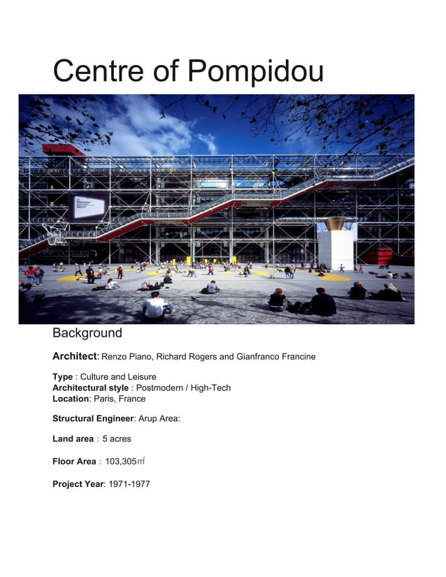 Centre of pompidou | PDF | Civil Engineering Industry | Industries