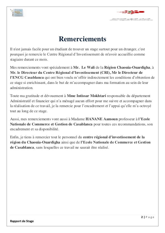 Lettre De Remerciement Pour Un Rapport De Stage - Template ...