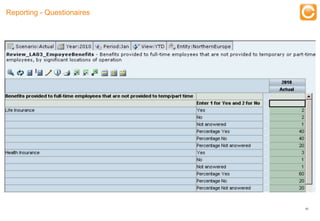 Reporting - Questionaires


                                                    Training




                                                               42


     Experts in Enterprise Performance Management
 