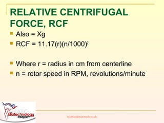 Rcf Rotation Speed Centrifugation | PPT