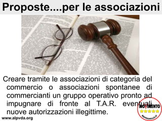 Possibilità La realizzazione di nuove medie strutture di vendita è libera? In realtà sì, in quanto l’unico limite sono i piani regolatori dei Comuni e il rispetto della disposizione regionale che consente l’insediamento delle medie strutture che superano i 400 mq. solo nei Comuni che hanno più di 2000 abitanti. www.alpvda.org 
