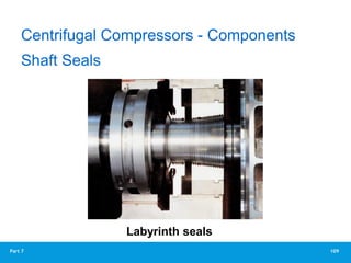 109
Part 7
Centrifugal Compressors - Components
Shaft Seals
Labyrinth seals
 