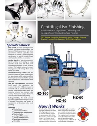 Centrifugal iso finishing - Equipment description