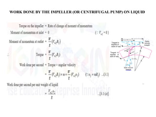 28
WORK DONE BY THE IMPELLER (OR CENTRIFUGAL PUMP) ON LIQUID
 