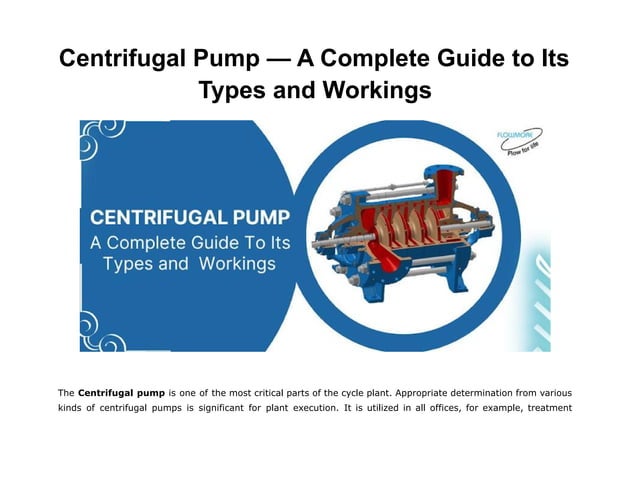 Centrifugal Pump — A Complete Guide to Its Types and Workings | PDF