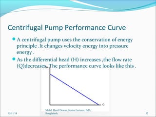 Centrifugal Pump Performance Curve
A centrifugal pump uses the conservation of energy

principle .It changes velocity ene...