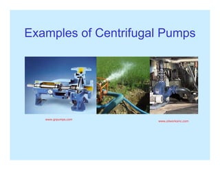 Examples of Centrifugal PumpsExamples of Centrifugal Pumps
www.grpumps.com
www.oilworksinc.com
 