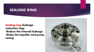 SEALING RING
Sealing ring (leakage
reduction ring)
-Reduce the internal leakage
-Delay the impeller and pump
casing