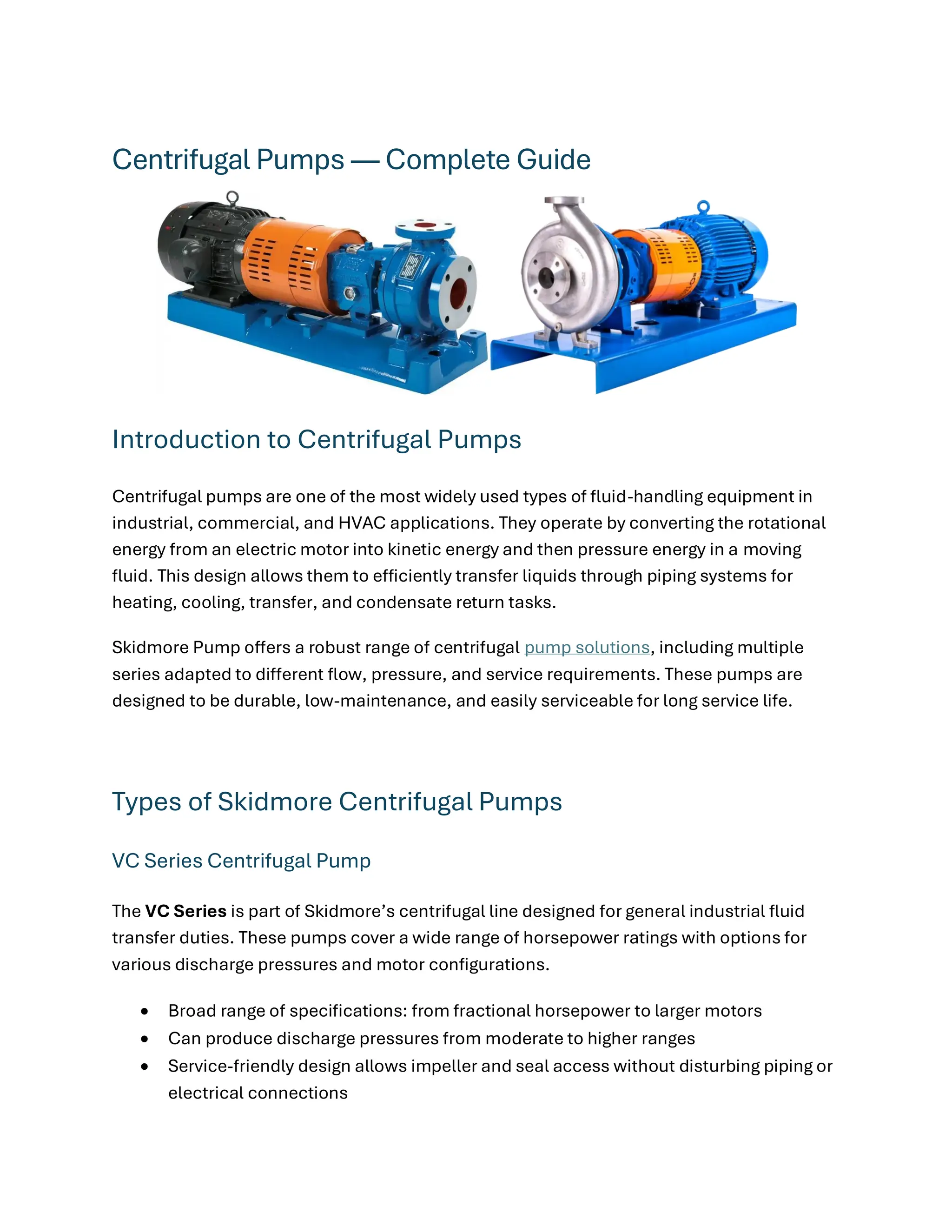 Centrifugal Pumps — Complete Guide Introduction to Centrifugal Pumps | PDF
