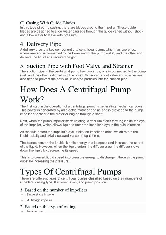 Centrifugal Pumps Components, Working, Types & Applications – A ...