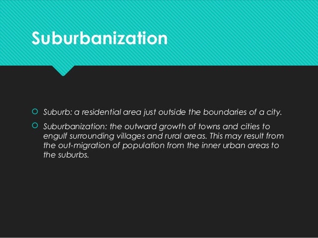 Urban Sprawl
ï‚š The unplanned and uncontrolled physical expansion of an
urban area into the surrounding countryside. It is ...