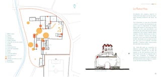 1
2
3
4
5
6
7
8
9
10
11
12
13
14
Edificio nuevo
Cañero
Trapiche
Caballerizas
Acceso Principal
Casa del cura (hoy del cuidador)
Capilla
Purgares
Cocina de humo
Casa del hacendado
Huerta
Purgar
Casa de calderas
Zona deportiva
Árboles
Árboles (enraizados en la ruina)
Perimetral
Río Yautepec
N
1
2 4
3
8
13
14
1110
12
9
7
6
5
La Ruina Hoy
Actualmente sólo podemos observar la
sombra de lo que alguna vez fue una impor-
tante Hacienda productora de azucar de
caña.
Tras el abandono, el casco de la Hacienda
comenzó un proceso de envejecimiento que
poco a poco ha desnudado los múltiples
edificos del conjunto, lo que antes eran finos
acabados, se han caído parcialmente o se
han llenado de grietas, dejando aparente la
configuración de su interior, ladrillos, piedra
volcánica, tezontle, árboles que al notar la
falta de presencia humana han decidio
proclamar suyo lo que antes fue dominio del
hombre, abrazando con sus raíces los muros
del casco de la ex hacienda, creciendo
grandes y frondosos sobre construcciones
de hasta siete metros de altura.
Las ruinas del casco se encuentran en
deterioro constante debido a la falta de
mantenimiento, causada por la falta de
ingresos; es de vital importancia hacer una
intervención que le de una segunda vida a
este sitio, ayudando a fortalecer el
sentimiento de pertenencia de los habitantes
de Apanquetzalco para asegurar la preser-
vación de este monumento histórico.
Fachada de la capilla en ruinas
26
Análisis de Preextistencia
 