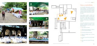 1* 3*
4*
5*
2
La Ex-Hacienda Apanquetzalco pertenece
al ejido Yautepec y es administrada por el
comisariado ejidal, el único uso que se le da
es como ocasional salón de fiestas, en ella se
organizan reuniones como bodas o XV años
con el fin de generar dinero para la comuni-
dad ejidal.
Existe también una reunion el día 13 de
septiembre para celebrar el día del ejida-
tario, evento al que acuden cerca de mil
personas. Es un evento abierto al público en
el que un día al año, la Ex-Hacienda se
convierte en un foco cultural y económico de
Yautepec.
Como puede observarse en el plano de la
hacienda, únicamente se utiliza la zona
central para eventos, el resto de la ruina es
desaprovechado.
Usos y costumbres
Área utilizada en eventos
Vista del acceso principal con comercio
provicional (día del ejidatario)
Hacienda arreglada para boda
Mesas de invitados para el día del
ejidatario
Escenario cultural para el día del ejida-
tario
Mesa del comisario ejidal, día del ejida-
tario
1
2
3
4
5
1
2
5
3
4
*Fotografías tomadas del facebook del diputado Francisco Navarrete
34
Análisis de Preextistencia
 