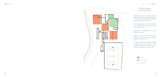 Intenciones
Parque Apanquetzalco
Después de analizar la relación espacial
entre los edificios y las posibles plazas para
la composición del parque Apanquetzalco,
se propone realizar tres acciones:
-Quitar el enrejado que rodea el terreno,
con la finalidad de covertir el sitio en una
zona de libre tránsito.
-Aprovechar la configuración de la ruina,
creando tres plazas.
-Demoler estructuras sin valor histórico y
compositivo, que como el enrejado, impiden
una mayor apertura al sitio.
Con estas acciones, se pretende modificar
el espacio para que ayude a dar la
sensación de estar en un sitio en el que no
necesites comportarte de cierta forma
Plazas
Zona a unificar
Circulaciones
6867
C C A Parque Apanquetzalco
 