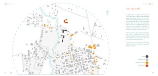 Equipamento
Habitacional mixto
Habitacional
Ruina
En este esquema se puede apreciar que el
uso de suelo de la zona es primordialmente
habitacional. Cerca de las calles con mayor
afluencia de automóviles hay mayor número
de construcciones de uso mixto, esto permite
dilucidar que el movimiento económico del
área es muy bajo, únicamente hay servicios
básicos como panadería, tortillerías ó
tiendas de abarrotes; tampoco se aprecian
parques o zonas de convivencia vecinal.
El barrio tiene un gran potencial de desar-
rollo social y comunitario, ya que no hay
espacios públicos en la zona, así como áreas
de convinencia que sirvan para tener una
comunidad más interrelacionada.
Por todo lo anterior el terreno de las ruinas
puede servir como punto de encuentro
vecinal y/o ejidal.
Uso de suelo
Calle Aldama
N
1817
C C A Análisis Urbano
 