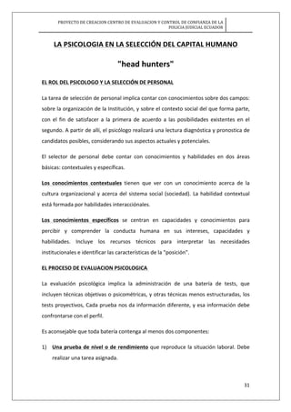 PROYECTO	
  DE	
  CREACION	
  CENTRO	
  DE	
  EVALUACION	
  Y	
  CONTROL	
  DE	
  CONFIANZA	
  DE	
  LA	
  
POLICIA	
  JUD...