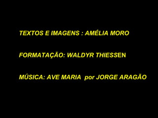 TEXTOS E IMAGENS : AMÉLIA MORO
FORMATAÇÃO: WALDYR THIESSEN
MÚSICA: AVE MARIA por JORGE ARAGÃO
 