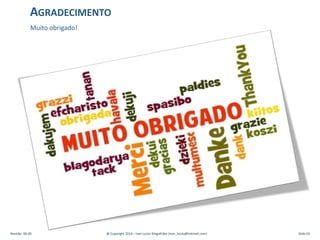 Revisão: 00.00 @ Copyright 2014 – Ivan Luizio Magalhães (ivan_luizio@hotmail.com) Slide 63
AGRADECIMENTO
Muito obrigado!
 