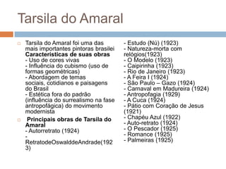 Tarsila do Amaral
   Tarsila do Amaral foi uma das        - Estudo (Nú) (1923)
    mais importantes pintoras brasilei   -...
