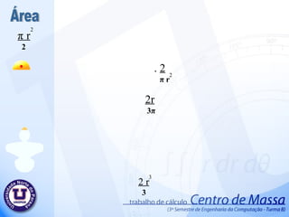 2 r 3 3  π   r 2 2  Área .  2 π  r 2  2r 3 π 