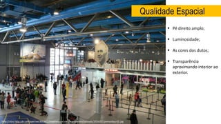 Qualidade Espacial
 Pé direito amplo;
 Luminosidade;
 As cores dos dutos;
 Transparência
aproximando interior ao
exterior.
http://c6cc.http.cdn.softlayer.net/80C6CC/inspiremore.com/wp-content/uploads/2014/07/pompidou-02.jpg
 