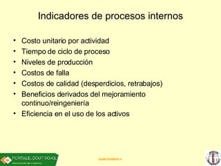 <ul><li>Costo unitario por actividad </li></ul><ul><li>Tiempo de ciclo de proceso </li></ul><ul><li>Niveles de producción ...