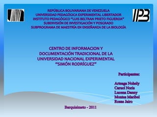 CENTRO DE INVESTIGACIÓN Y DOCUMENTACIÓN SIMÓN RODRÍGUEZ