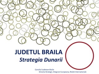 JUDETUL BRAILA
 Strategia Dunarii
       Consiliul Judetean Braila
           Directia Strategii, Integrare Europeana, Relatii Internationale
 