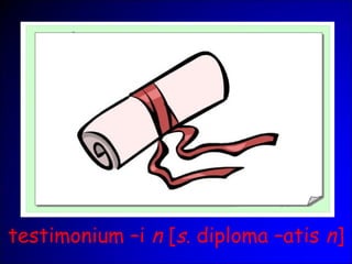 testimonium –i n [s. diploma –atis n]
 
