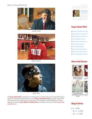 Century 21 super bowl 2012 commercial has donald trump super bowl ads